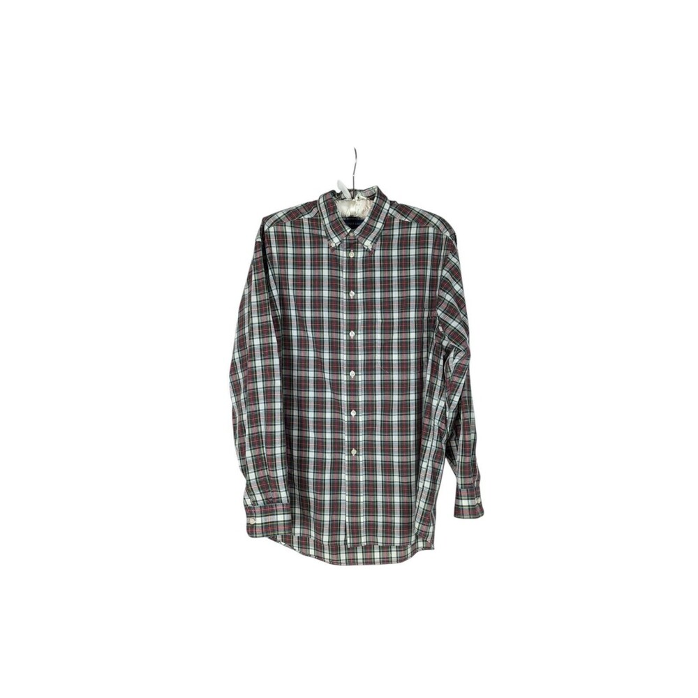 Christopher Hayes Red Green Plaid Long Sleeve Button Down Shirt M Classic Preppy